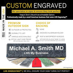Personalized Name Plate with Choice of Mounting Holders for Walls, Doors, Cubicles, Hanging and More - Custom Mojave Black Plastic White Letters - USA Made 2x12 - N8