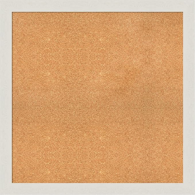 Amanti Art Natural Cork Board for Wall, 33x33 Vision Board with White Frame, Large Corkboard Office Decor for Home Organization, Country Rustic Corkboard Pinboard to Display Items for Home