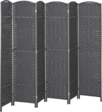HOMCOM Room Divider, 6 Panel Folding Privacy Screen, 5.6' Tall Freestanding Wall Partition for Home Office, Bedroom, Charcoal Gray
