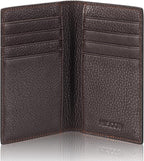 Slim Leather Credit Card Holder for Men & Women 8cc, Italian Calfskin (Pebbled Coffee)