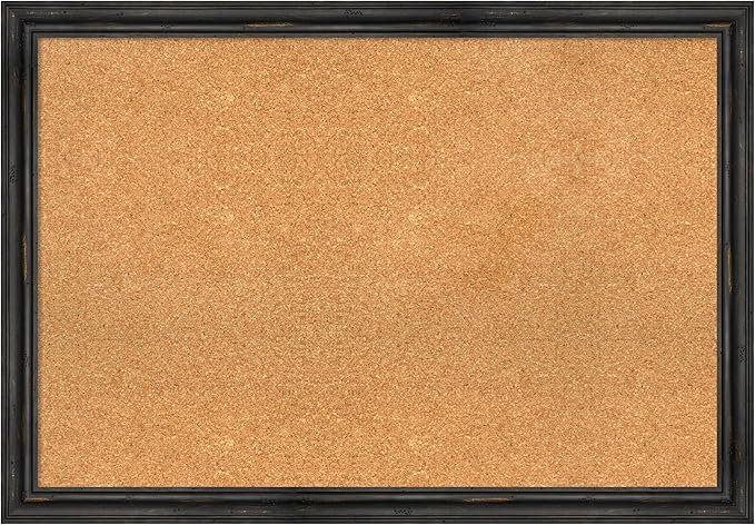 Amanti Art Natural Cork Board for Wall, 27x39 Vision Board with Black Wood Frame, Large Corkboard Office Decor for Home Organization, Rustic Farmhouse Corkboard Pinboard to display items for home