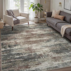 GENIMO 8x10 Area Rugs, Machine Washable Rugs for Living Room Low Pile, Modern Gray Rug with Non-Slip Rubber Backing, Soft Pet Friendly Carpet for Bedroom, Dining Room, Office, Mystic Forest