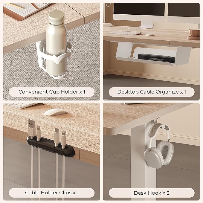 FitStand Standing Desk,Large 79x31 Inches Height Adjustable Stand Up Desks with Cable Management, Home Office Computer Desk with Cup Holder & Memory Preset, White Wood Grain