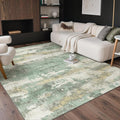 GENIMO No Crease Non Slip 6x9 Area Rugs for Living Room, Craft Woven Modern Abstract Rug, Soft Floor Carpet, Single-Piece Rugs for Bedroom, Dining Room, Office, Green Gray
