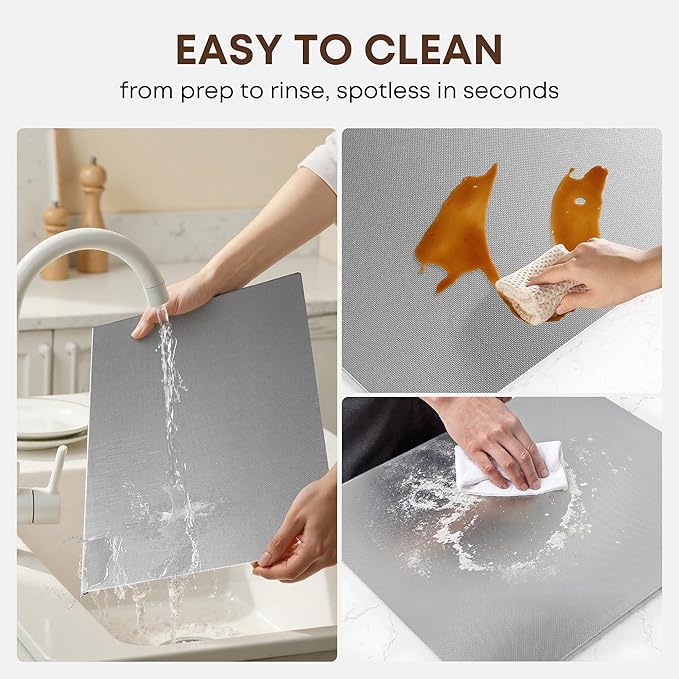 KORVOS Stainless Steel Cutting Board, 19.6"L x 15.7" W Heavy Duty Steel Chopping Boards for Kitchen, Metal Cutting Board with Lip&Non-slip pad, Against Scratches Surface, Easy To Clean