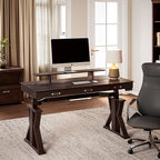EUREKA ERGONOMIC Ark SWS Standing Desk, 63 inch Executive Desk w Drawers,Modern X-Shaped Leg Luxury Home Office Computer Desk w Monitor Stand,Colorblock Smoked Oak