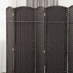 HOMCOM Room Divider, 6 Panel Folding Privacy Screen, 5.6' Tall Freestanding Wall Partition for Home Office, Bedroom, Brown