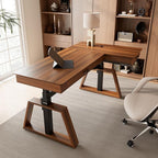 EUREKA ERGONOMIC Electric Standing Desk with Dual Drawers,63 Inches Height Adjustable L-Shaped Office Desk,Sit Stand desk Ergonomic Executive Desk Computer Workstations with Monitor Stand,Right/Walnut