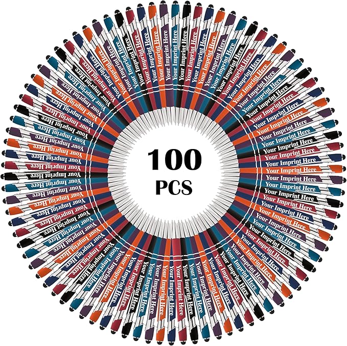 Up to 500 Pcs Custom Pens Bulk | Rainbow of Colors | Soft-Touch Metal Black Ink Personalized with Name or Message (Assorted, 100 pcs)