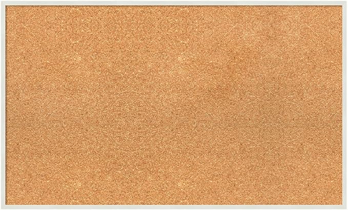 Amanti Art Natural Cork Board for Wall, 19x31 Vision Board with White Frame, Medium Corkboard Office Decor for Home Organization, Modern Corkboard Pinboard to Display Items for Home Organization in