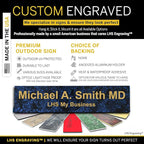 Custom Name Plate with Choice of Mounting for Walls, Doors, Desk Holders, Cubicles, Hanging and More - Personalized Celestial Blue Plastic Gold Letters - USA Made 2x8 - S1