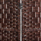 HOMCOM Room Divider, 6 Panel Folding Privacy Screen, 6FT Tall Portable Wicker Weave Partition Wall Divider for Bedroom, Home Office, Brown
