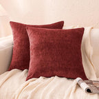 Amazon Basics Chenille Throw Pillow Covers, Home Decor Cushion Cover for Bedroom Living Room Couch Bed, 20" W × 20" L, Burgundy