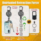 KAHETA 2 Pack Retractable Keychain Heavy Duty Carabiner Badge Holder Clip with Magnetic,Tactical Id Badge Reel with 32'' Steel Cord,Key Ring,Lobster Claw Clasp and Phone Tethers