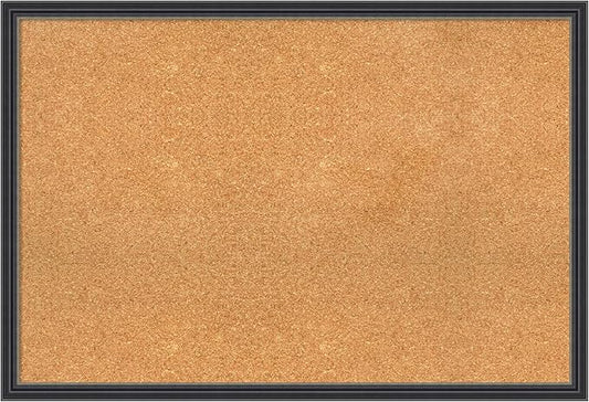 Amanti Art Natural Cork Board for Wall, 26x38 Vision Board with Black Wood Frame, Large Corkboard Office Decor for Home Organization, Traditional Corkboard Pinboard to display items for home