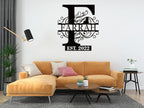 Family Name Sign Metal, Custom Last Name Plaque with Established Year and Initials, Home Decor Wall Art for Living Room, Office, Porch