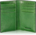 Slim Leather Credit Card Holder for Men & Women 8cc, Italian Calfskin (Green Vegetable-Tanned Leather)