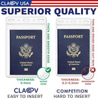 Claev Flexible and Tear Resistant Vertical 4x6 Passport & Card Holders (4x6 Extra Large (XXL), 100 Pack), Clear Zipperless ID Plastic Name Card Badge Holders for Travel, Conferences, Conventions