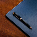 Dacasso 17" x 14" Navy Blue Leatherette Luxury Conference Table Pad - Desk Blotter for Writing - Boardroom Organization & Executive Desk Decor