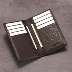 Slim Leather Credit Card Holder for Men & Women 8cc, Italian Calfskin (Pebbled Coffee)