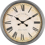 Bernhard Products Large Decorative Wall Clock 20 Inch Silent Non Ticking Battery Operated Quartz Vintage Stylish with Rustic Silver Rim for Home Living Room Dining Room Kitchen & Over Fireplace