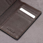 Slim Leather Credit Card Holder for Men & Women 8cc, Italian Calfskin (Pebbled Coffee)