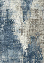 GENIMO Washable Area Rugs for Living Room, 10x12 Modern Non Slip Rugs, Low Pile Lightweight Soft Print Rug for Bedroom, Dining Room, Home Office, Washed Slate Blue