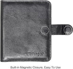 Wisdompro Business Card Book Organizer, Premium PU Leather Wallet Name Credit ID Card Holder Case with Magnetic Shut for 64 Business Cards (Build in 64 Card Slot & 14 Small Cells for Memory Cards)