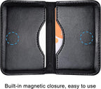Wisdompro Business Card Holder, 2-Sided PU Leather Folio Name Card Holder Wallet Case with Magnetic Shut for Men and Women, Ultra Slim and Thin