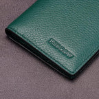 Slim Leather Credit Card Holder for Men & Women 8cc, Italian Calfskin (Pebbled Green)