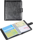 Wisdompro Business Card Book Organizer, Premium PU Leather Wallet Name Credit ID Card Holder Case with Magnetic Shut for 64 Business Cards (Build in 64 Card Slot & 14 Small Cells for Memory Cards)